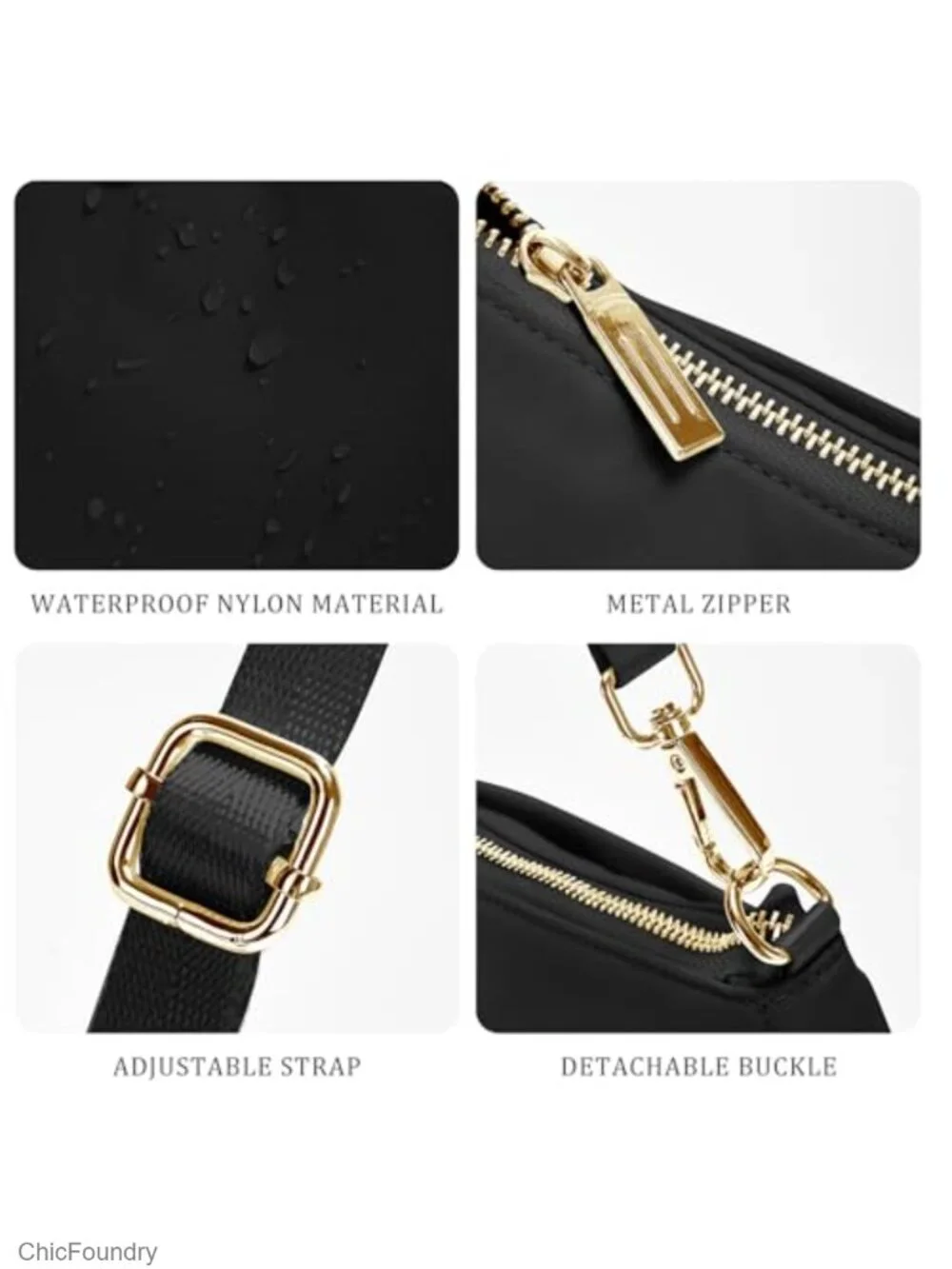Women's Nylon Shoulder Bag Adjustable Strap Mini Clutch Purse